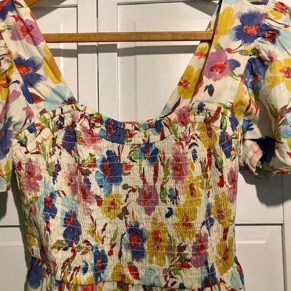 Gap‎ floral Cotton Maxi Dress size S Smocked Milkmaid - Picture 4 of 8